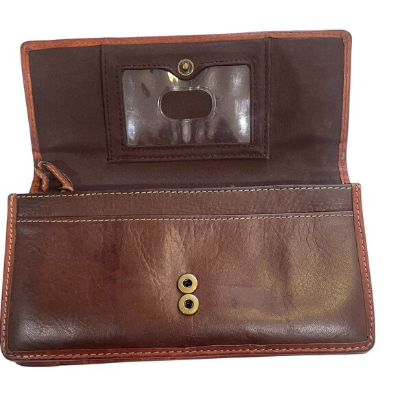 Fossil Leather Tooled Floral Wallet Studded Western Boho Rustic Vintage - Picture 4 of 7